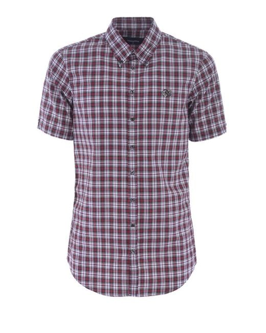 DSquared² Purple Check Pure Cotton Shirt for men