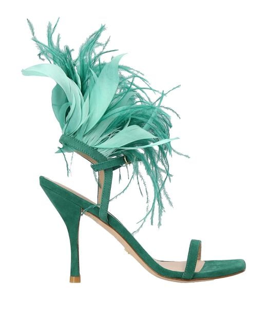 Stuart Weitzman Green Plume Sandals