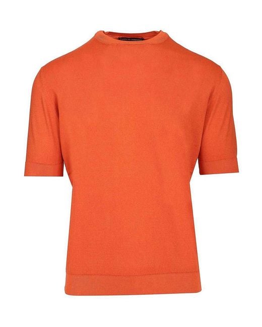 FILIPPO DE LAURENTIIS Orange Crew Neck T-Shirt for men