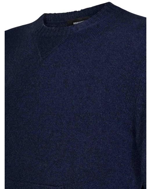 DSquared² Blue Wool And Cashmere Knit Sweater for men