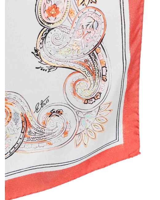 Etro Gray Patterned Silk Scarf