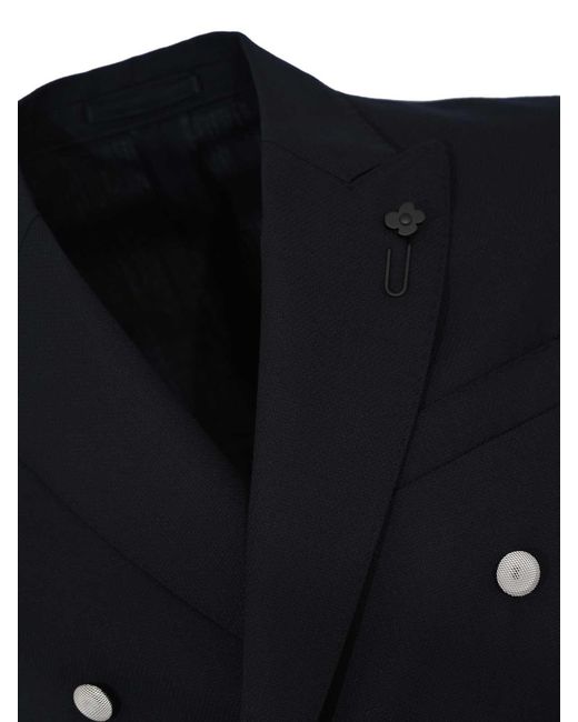 Lardini Black Double-Breasted Roma Jacket for men