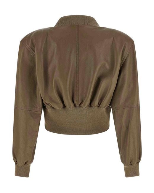 Chloé Green Cropped Bomber Jacket