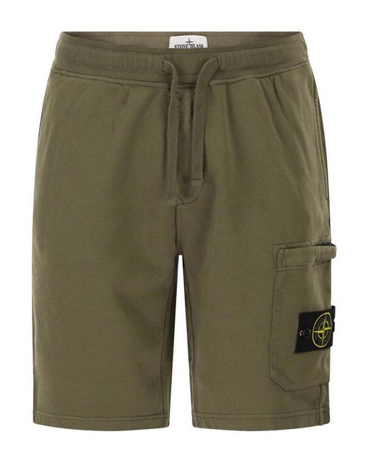 Stone Island Green Military Cargo Shorts for men