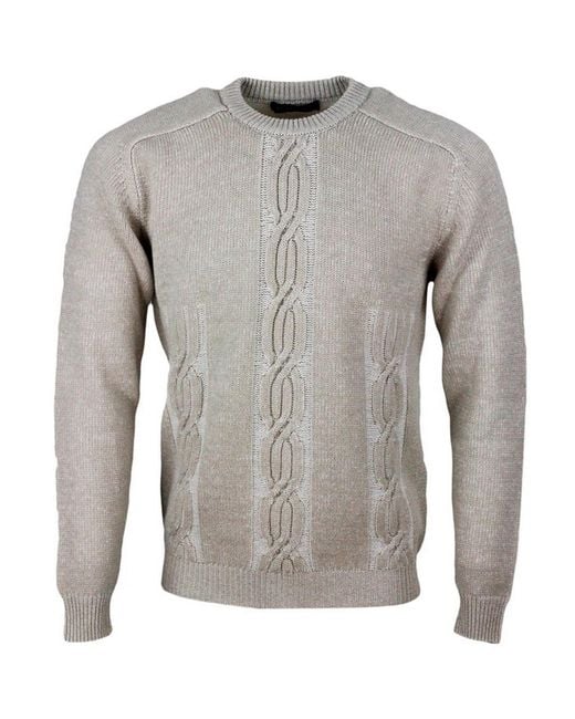 Kiton Gray Cable Knit Cashmere Sweater for men