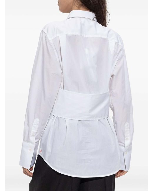 Victoria Beckham White Cotton Shirt With Unique Belt Detail
