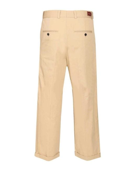 Drole de Monsieur Natural Cropped Plis Trousers for men