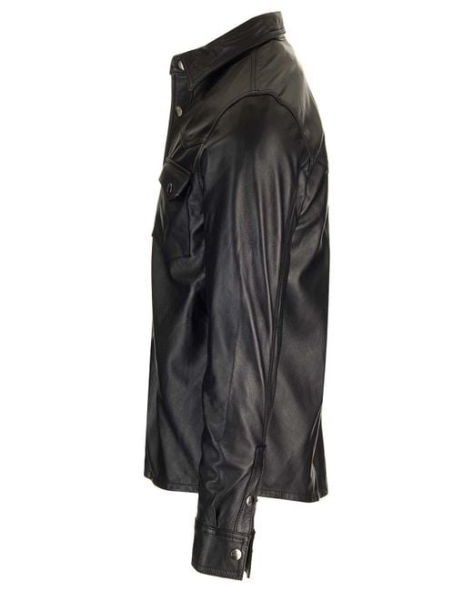 Giorgio Brato Black Leather Shirt for men