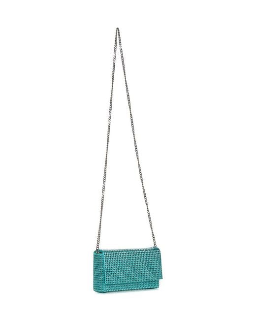 AMINA MUADDI Blue Caribbean-Colored Satin And Crystals Clutch