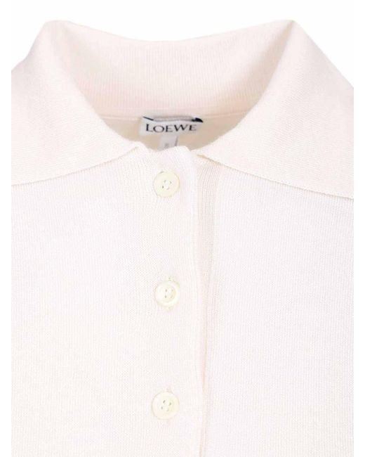 Loewe White Cashmere And Silk Blend Polo Shirt