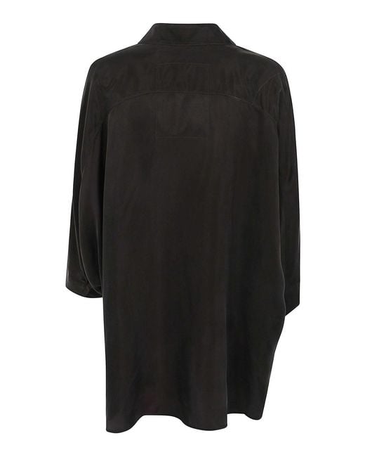 Ziggy Chen Black Short Sleeves Back Gathered Shirt