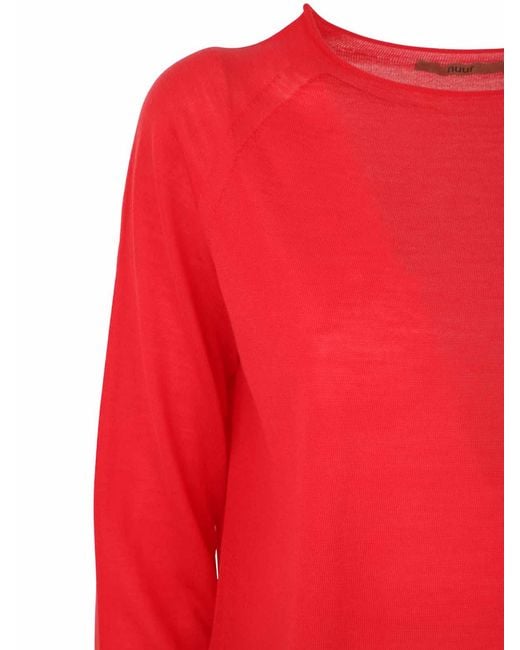 Nuur Red Boat Neck Sweater