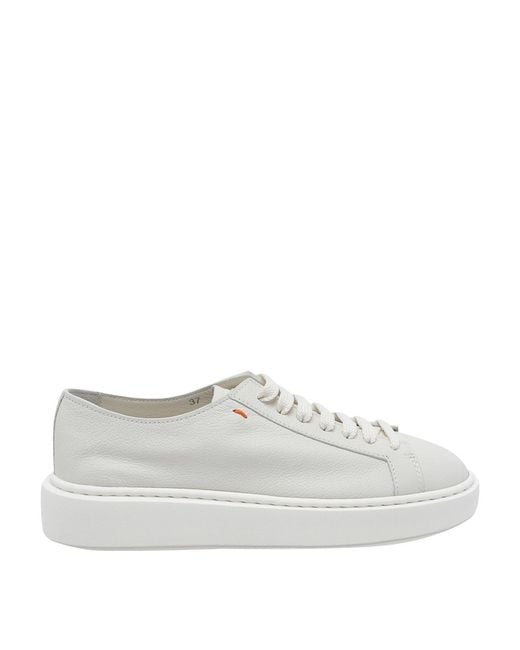 Santoni White Leather Sneakers
