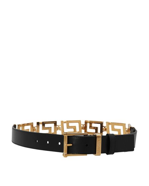 Versace Black Logo Chain Belt