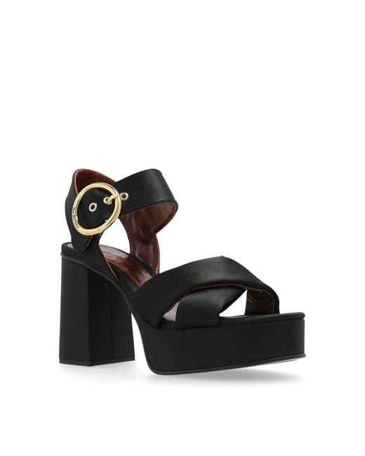 See By Chloé Black Lyna Sandalo Plateau