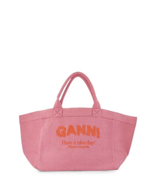 Ganni Pink Xxl Shopper Beach Resort Parfait