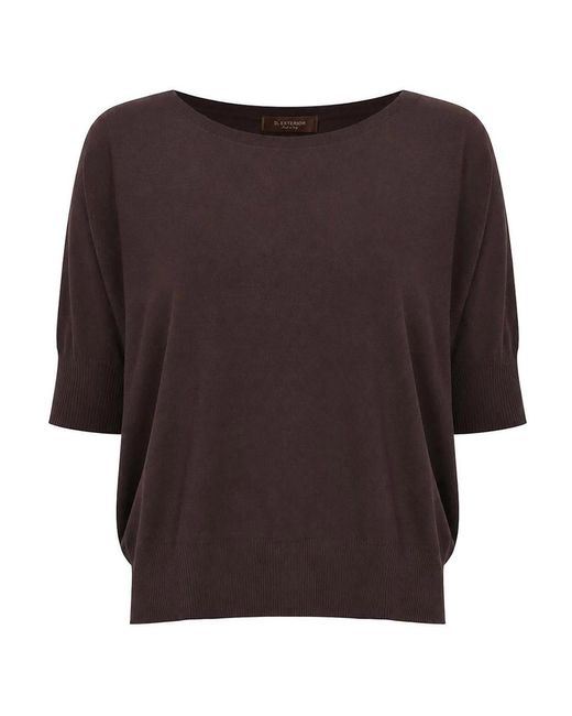 D. EXTERIOR Brown Viscose Boat-Neck Sweater