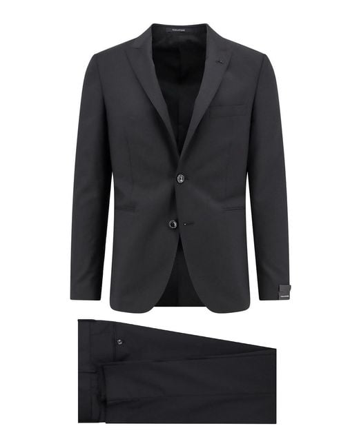 Tagliatore Black Virgin Wool Suit for men