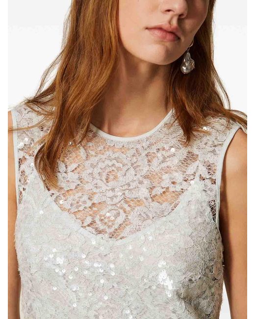 Twinset White Embroidered Mini Dress