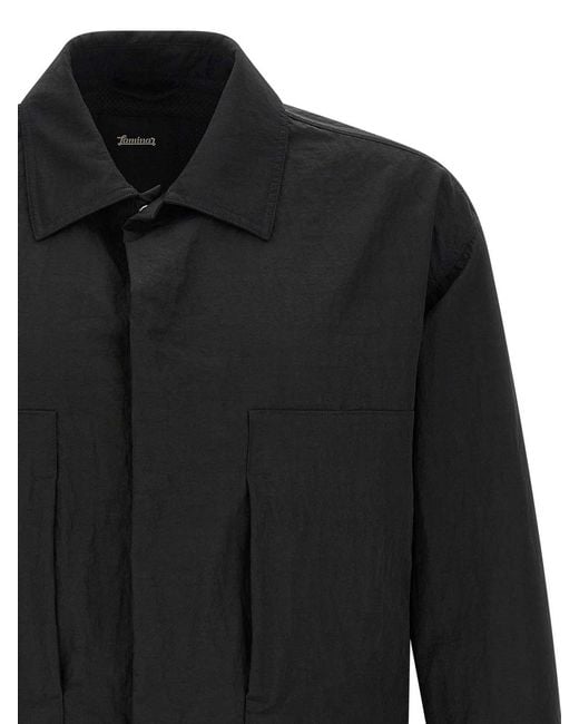 Laminar Black Shacket Rippled Effect for men