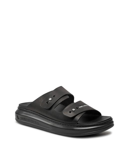 Karl Lagerfeld Black Dual Strap Leather Sandal for men