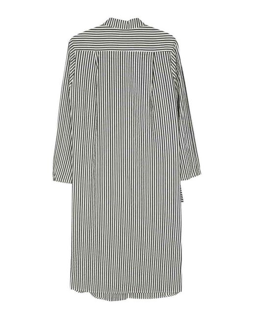 Alysi Gray Striped Shirt Dress