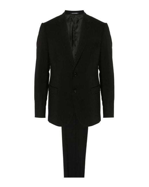 Emporio Armani Black Wool Single-breasted Suit for men