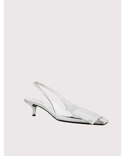 Courreges White Mirror-Effect Slingback