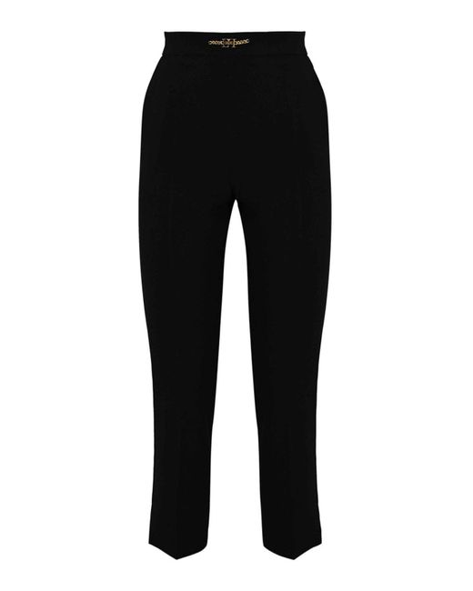 Elisabetta Franchi Black Trousers With Side Slits