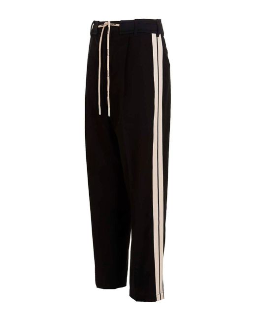 Palm Angels Black Contrast Band Pants for men