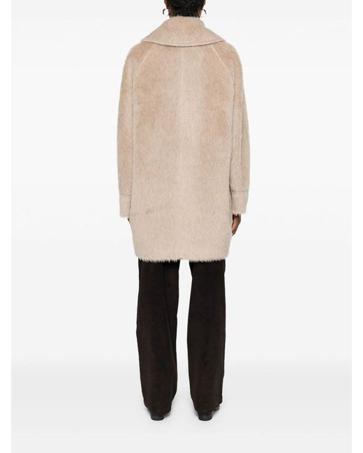 Tagliatore Natural Double-Breasted Alpaca-Wool Blend Coat With Wide Lapels