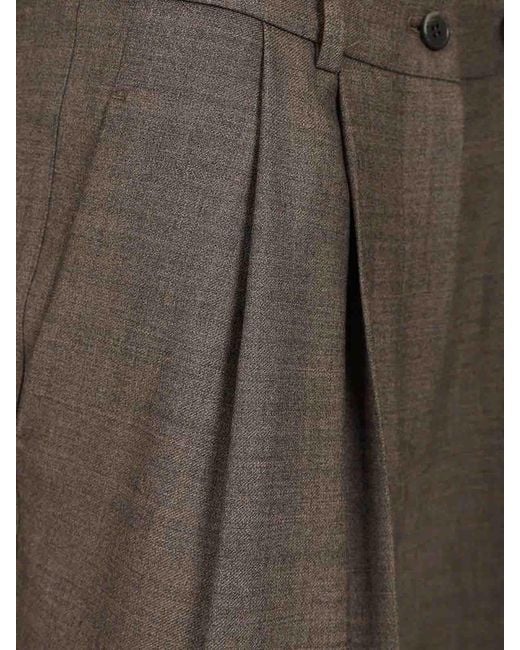 P.A.R.O.S.H. Gray Wool Blend Pleated Shorts