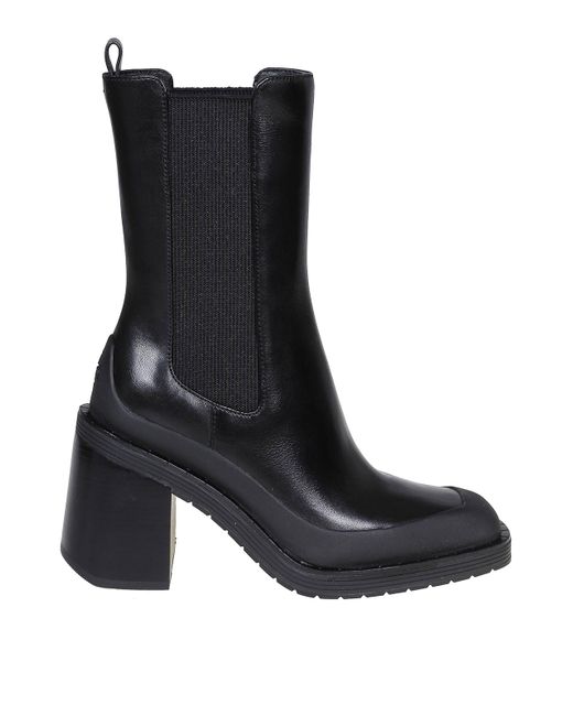 Tory Burch Black Leather Pointed Toe Ankle Boots