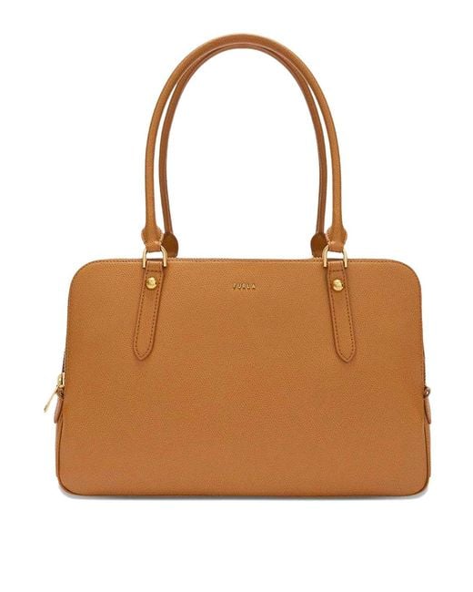 Furla Brown Giulia Boston Bag L