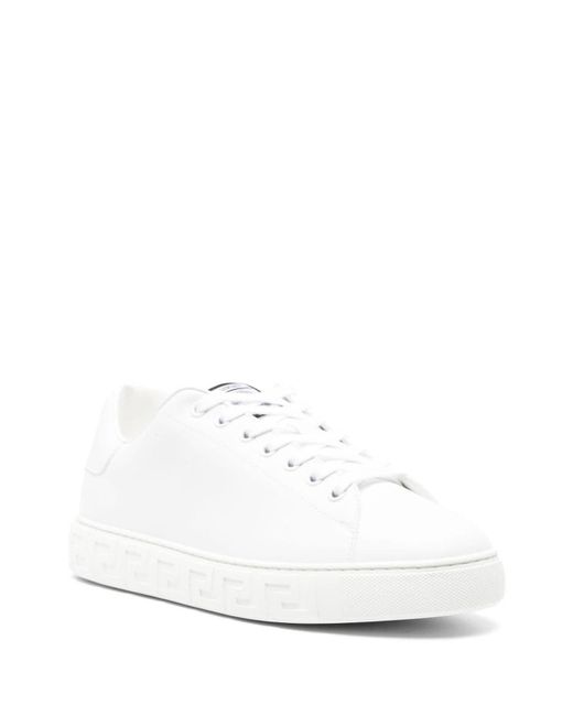 Versace White Greca Leather Sneakers for men