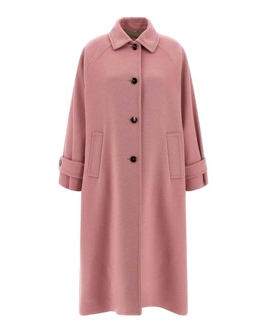 Alberto Biani Pink Wool Coat