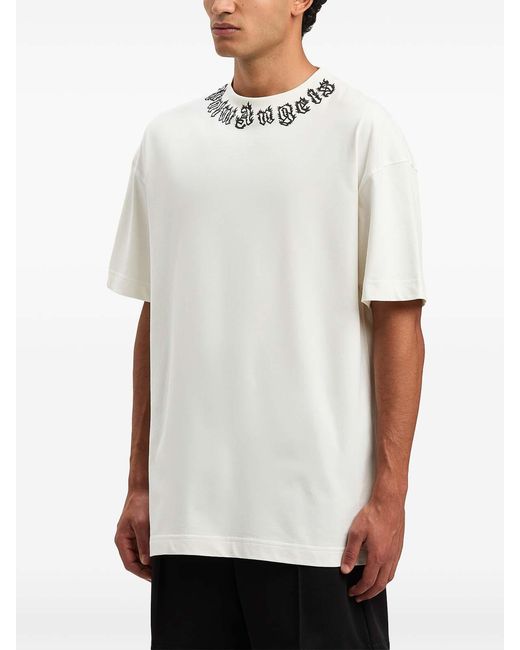 Palm Angels White Neck Logo Tee for men