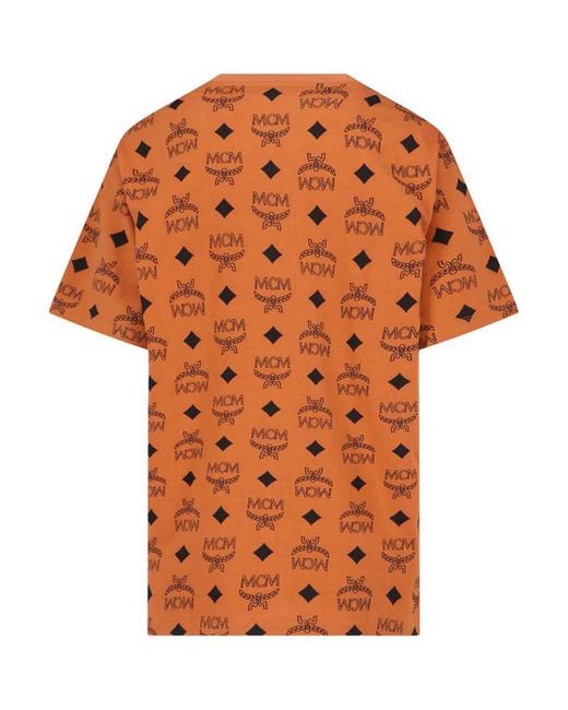 MCM Orange Monogram Pattern T-shirt