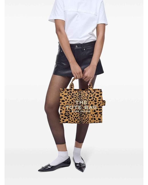 Marc Jacobs Metallic The Medium Cheetah Canvas Tote Bag