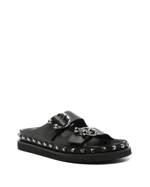 Ash Black Ulla Studded Leather Slide Sandal