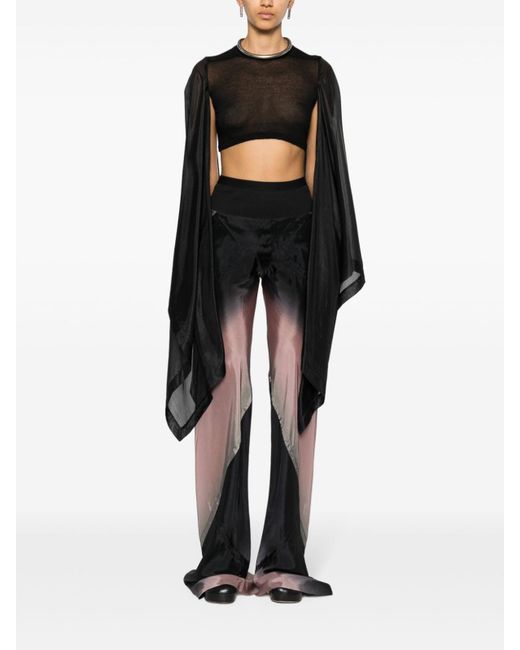 Rick Owens Black Long Sleeve Cropped T-Shirt