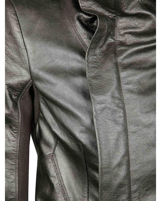 Rick Owens Gray Leather Naska Biker Jacket