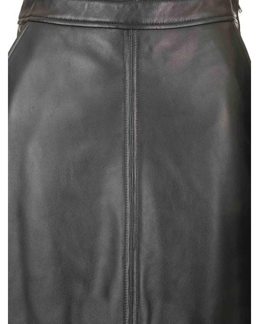 Arma Gray Leather Pencil Skirt