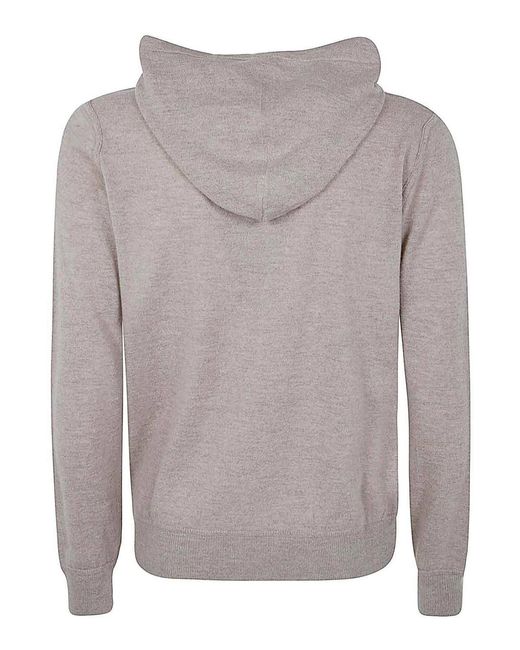 FILIPPO DE LAURENTIIS Gray Long Sleeves Cashmere Wool Full Zip Hoodie for men