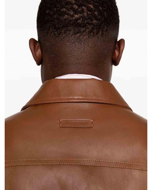 Jacob Cohen Brown 'Trucker' Leather Jacket for men