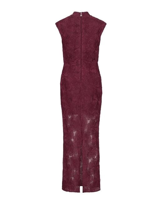 ROTATE BIRGER CHRISTENSEN Purple Long Mesh Dress With Floral Print