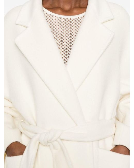 Tagliatore White Wool Long Coat