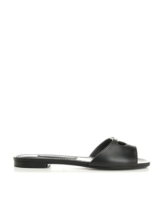 Dolce & Gabbana Black Leather Slides
