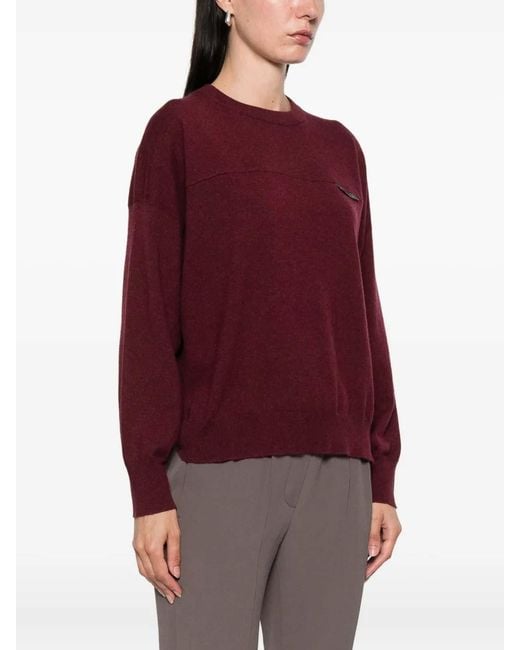 Brunello Cucinelli Red Crew Neck Sweater