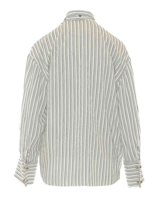 Pinko White Colchico Striped Shirt